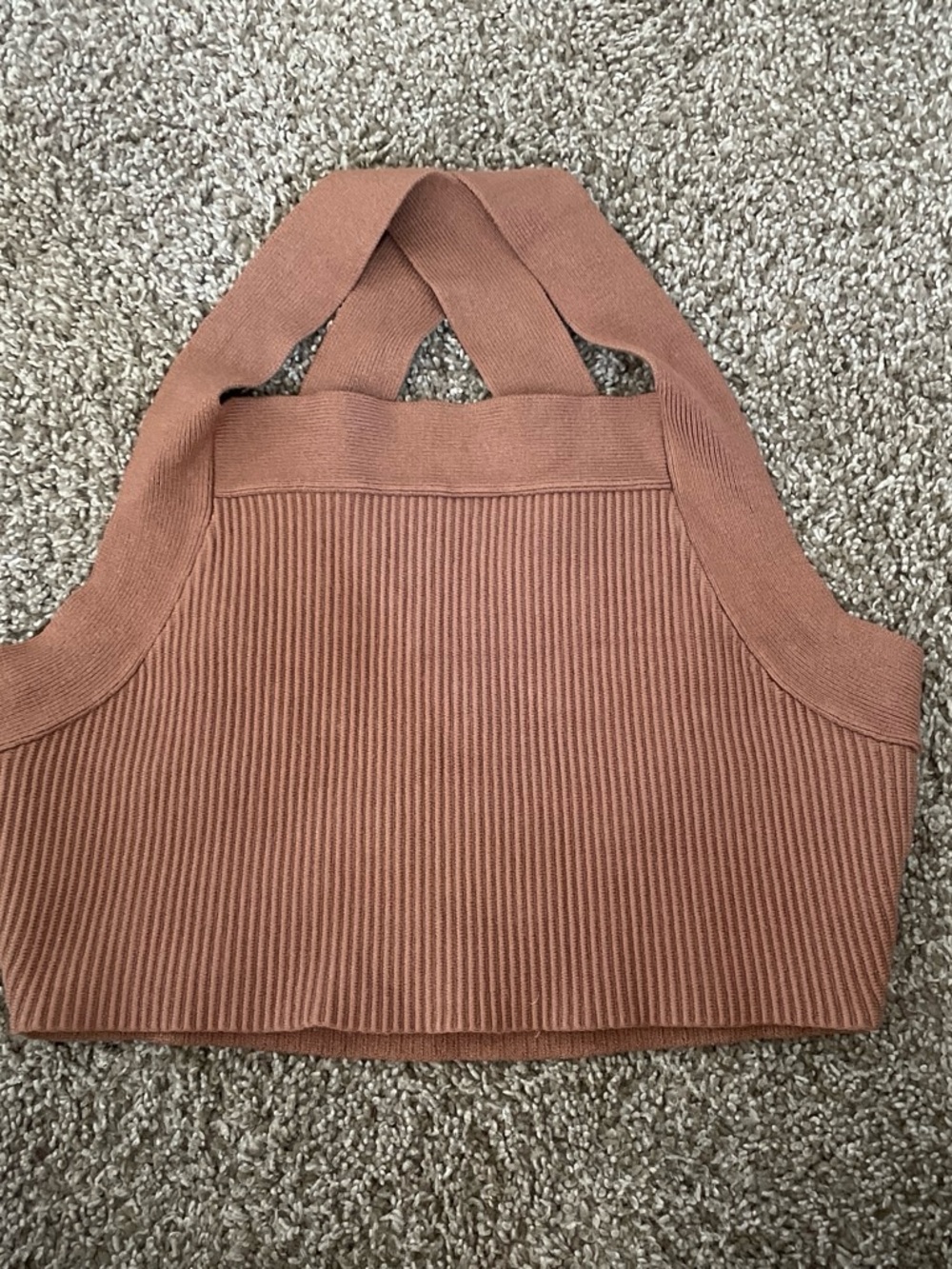 House of Harlow 1960 Ribbed Knit Crop Tank in Taupe